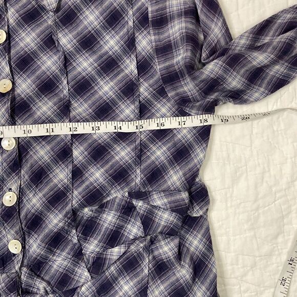 Vintage Tulip Plaid Pleated Button Up size Small - Picture 8 of 9